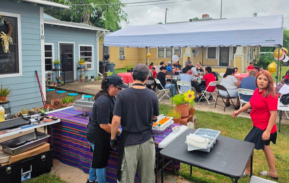 R&R Catering team preparing an on-site outdoor catering service